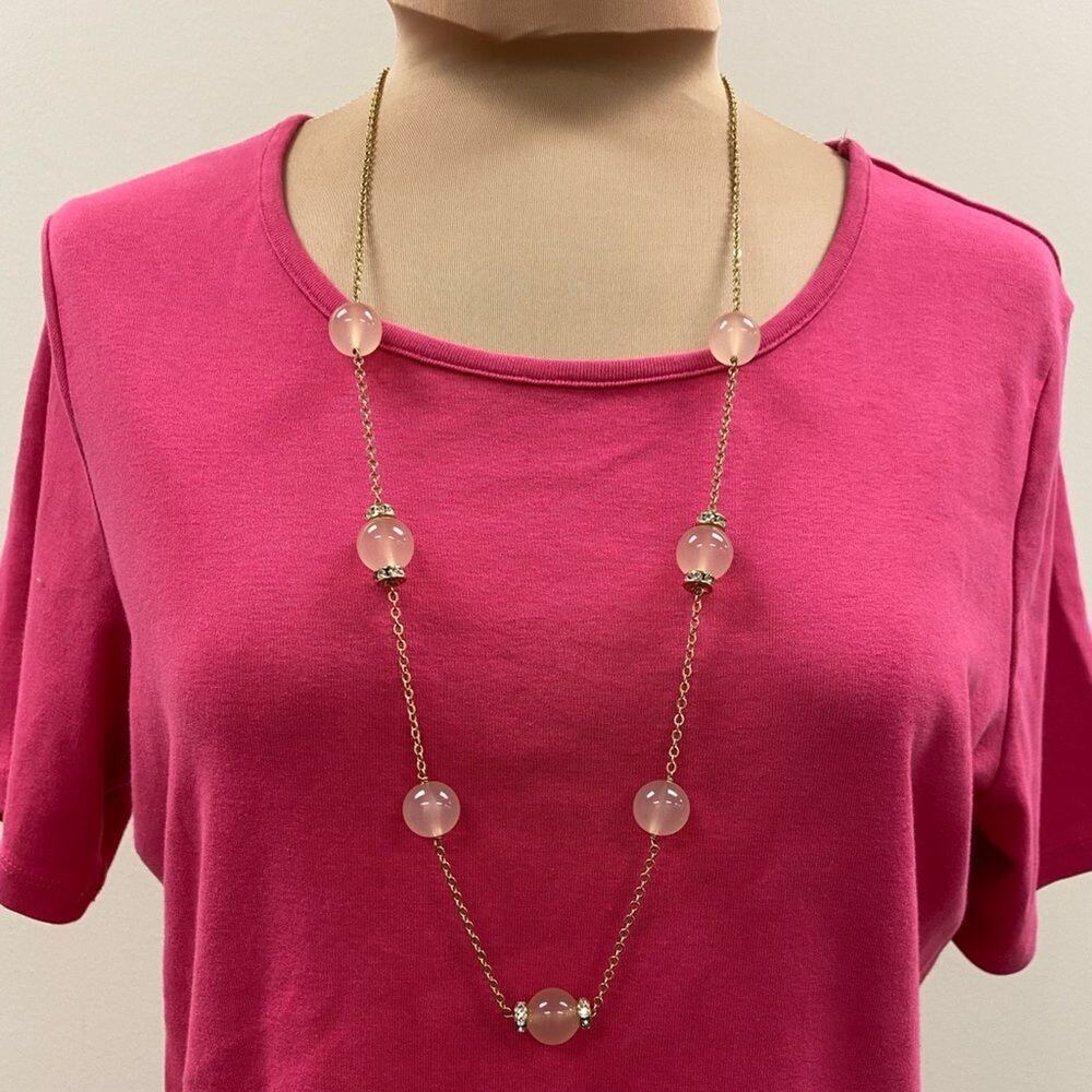 J. Crew gold and clear enamel‎ beaded long necklace